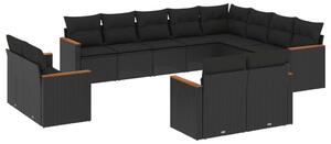 VidaXL Polyrattan Kerti Ülőgarnitúra - 12 részes - Fekete