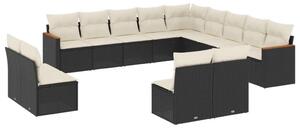 VidaXL Polyrattan Kerti Ülőgarnitúra - 13 részes - Fekete