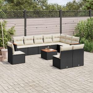 VidaXL Polyrattan Kerti Ülőgarnitúra - 11 részes - Fekete