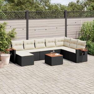 VidaXL Polyrattan Kerti Ülőgarnitúra - 9 részes - Fekete