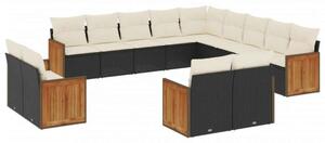 VidaXL Polyrattan Kerti Ülőgarnitúra - 13 részes - Fekete