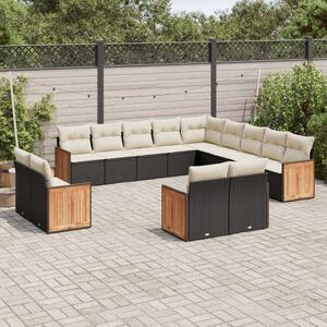 VidaXL Polyrattan Kerti Ülőgarnitúra - 13 részes - Fekete