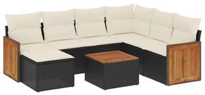 VidaXL Polyrattan Kerti Ülőgarnitúra - 8 részes - Fekete