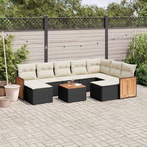 VidaXL Polyrattan Kerti Ülőgarnitúra - 10 részes - Fekete