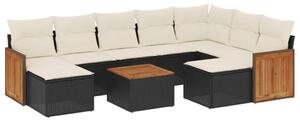 VidaXL Polyrattan Kerti Ülőgarnitúra - 10 részes - Fekete
