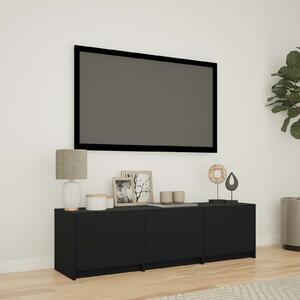 VidaXL LED-es tévéállvány LED-del Fekete 140 x 34 x 40 cm Mérnöki fa