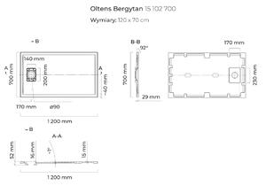 Oltens Bergytan téglalap alakú zuhanytálca 120x70 cm szürke 15102700