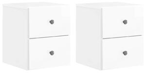 VidaXL Fali éjjeli szekrény 2 pcs Magasfényű Fehér 34,5 x 33 x 40 cm