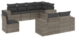 VidaXL 8-részes szürke polyrattan kerti ülőgarnitúra párnákkal