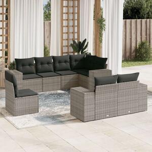 VidaXL 8-részes szürke polyrattan kerti ülőgarnitúra párnákkal