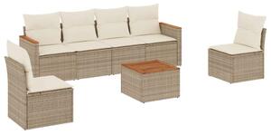 VidaXL Polyrattan Kerti Ülőgarnitúra - 7 részes - Bézs