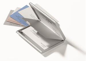 Névjegykártyatartó tárca, fém, 20 db-os, DURABLE CARD BOX DUO, ezüst (DB243323)