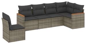 Polyrattan Kerti Ülőgarnitúra - 6 részes - Szürke