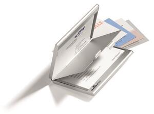 Névjegykártyatartó tárca, fém, 20 db-os, DURABLE CARD BOX DUO, ezüst (DB243323)