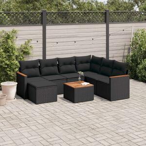 VidaXL Polyrattan Kerti Ülőgarnitúra - 8 részes - Fekete