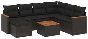 VidaXL Polyrattan Kerti Ülőgarnitúra - 8 részes - Fekete