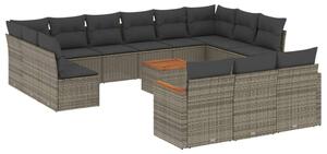 VidaXL Polyrattan Kerti Ülőgarnitúra - 14 részes - Szürke