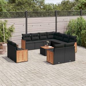 VidaXL Polyrattan Kerti Ülőgarnitúra - 12 részes - Fekete