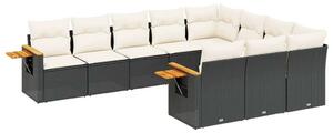 VidaXL Polyrattan Kerti Ülőgarnitúra - 10 részes - Fekete
