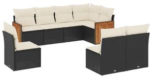 VidaXL Polyrattan Kerti Ülőgarnitúra - 8 részes - Fekete