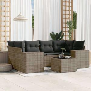VidaXL Polyrattan Kerti Ülőgarnitúra - 7 részes - Szürke