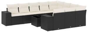 VidaXL Polyrattan Kerti Ülőgarnitúra - 11 részes - Fekete