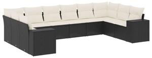 VidaXL Polyrattan Kerti Ülőgarnitúra - 10 részes - Fekete