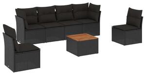 VidaXL Polyrattan Kerti Ülőgarnitúra - 7 részes - Fekete