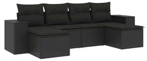 VidaXL Polyrattan Kerti Ülőgarnitúra - 6 részes - Fekete