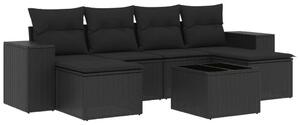 VidaXL 7 részes Kerti Ülőgarnitúra - Fekete Polyrattan