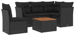 VidaXL Polyrattan Kerti Ülőgarnitúra - 6 részes - Fekete