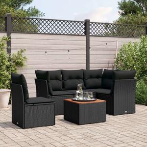 VidaXL Polyrattan Kerti Ülőgarnitúra - 6 részes - Fekete
