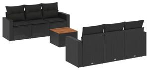 VidaXL Polyrattan Kerti Ülőgarnitúra - 7 részes - Fekete