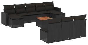 VidaXL Polyrattan Kerti Ülőgarnitúra - 11 részes - Fekete