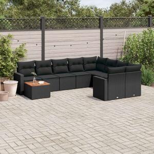 VidaXL Polyrattan Kerti Ülőgarnitúra - 10 részes - Fekete