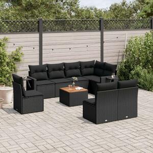VidaXL Polyrattan Kerti Ülőgarnitúra - 9 részes - Fekete