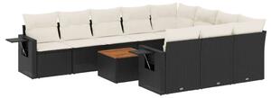 VidaXL Polyrattan Kerti Ülőgarnitúra - 11 részes - Fekete