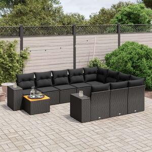 VidaXL Polyrattan Kerti Ülőgarnitúra - 11 részes - Fekete