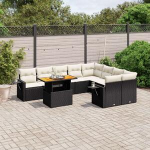 VidaXL Polyrattan Kerti Ülőgarnitúra - 10 részes - Fekete