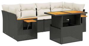 VidaXL 7 részes Kerti Ülőgarnitúra - Polyrattan - Fekete