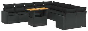 VidaXL Polyrattan Kerti Ülőgarnitúra - 11 részes - Fekete