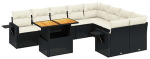 VidaXL Polyrattan Kerti Ülőgarnitúra - 10 részes - Fekete