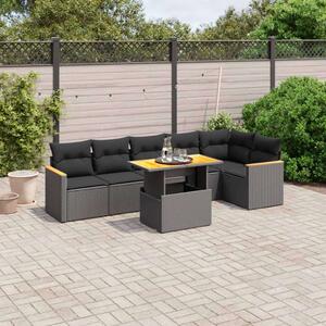 VidaXL 7 részes Kerti Ülőgarnitúra - Polyrattan - Fekete