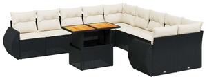 VidaXL Polyrattan Kerti Ülőgarnitúra - 11 részes - Fekete