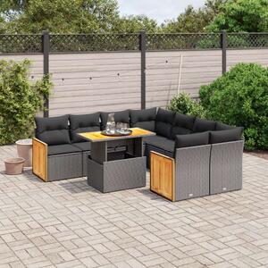 Polyrattan Kerti Ülőgarnitúra - 9 részes - Fekete
