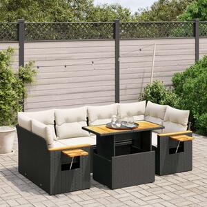 VidaXL Polyrattan Kerti Ülőgarnitúra - 7 részes - Fekete