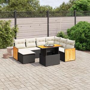 VidaXL Polyrattan Kerti Ülőgarnitúra - 8 részes - Fekete