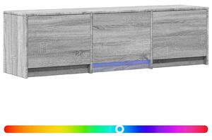 VidaXL LED-es tévéállvány Szürke Sonoma 140 x 34 x 40 cm Mérnöki fa