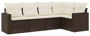 VidaXL Polyrattan Kerti Ülőgarnitúra - 5 részes, Barna