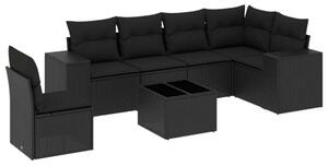 VidaXL Polyrattan Kerti Ülőgarnitúra - 7 részes - Fekete